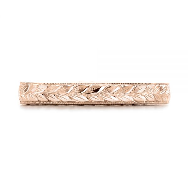 14k Rose Gold 14k Rose Gold Custom Hand Engraved Wedding Band - Top View - 100880