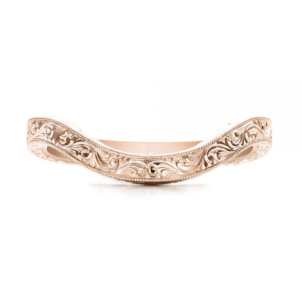 14k Rose Gold 14k Rose Gold Custom Hand Engraved Wedding Band - Top View -  101225