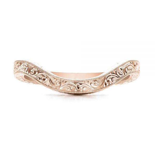 18k Rose Gold 18k Rose Gold Custom Hand Engraved Wedding Band - Top View - 101225