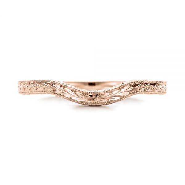 18k Rose Gold 18k Rose Gold Custom Hand Engraved Wedding Band - Top View - 102047