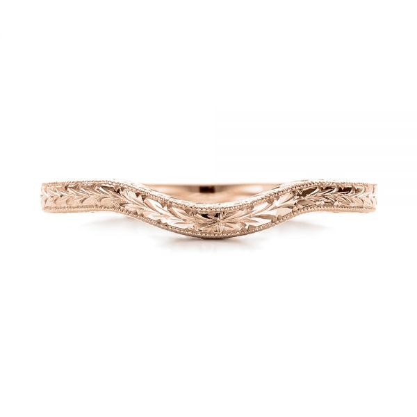 14k Rose Gold 14k Rose Gold Custom Hand Engraved Wedding Band - Top View -  102047