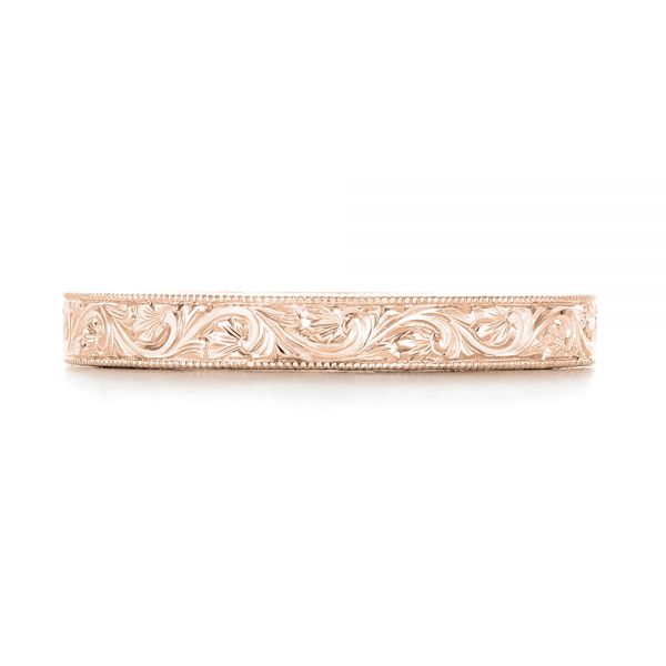 14k Rose Gold 14k Rose Gold Custom Hand Engraved Wedding Band - Top View -  102850