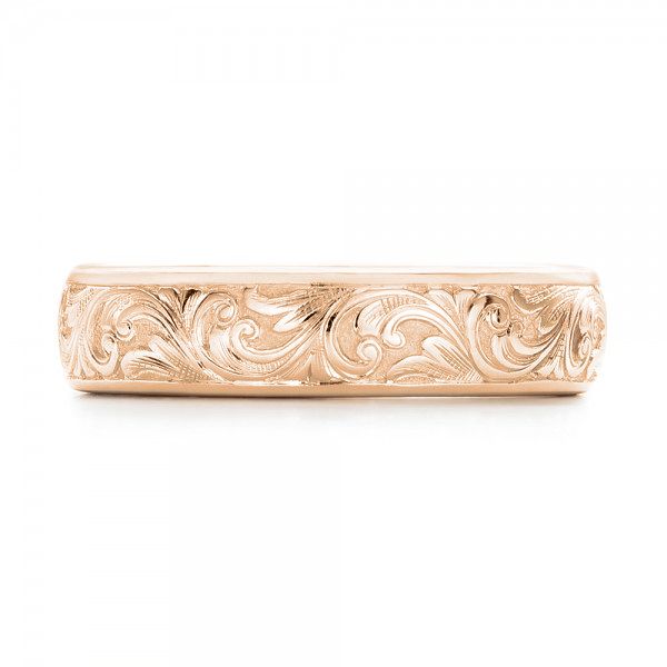 18k Rose Gold 18k Rose Gold Custom Hand Engraved Wedding Band - Top View -  103011