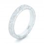 18k White Gold 18k White Gold Custom Hand Engraved Wedding Band - Three-Quarter View -  102850 - Thumbnail