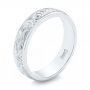 14k White Gold Custom Hand Engraved Wedding Band - Three-Quarter View -  103011 - Thumbnail