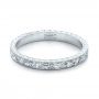 14k White Gold Custom Hand Engraved Wedding Band - Flat View -  100814 - Thumbnail