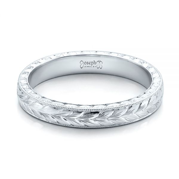  Platinum Platinum Custom Hand Engraved Wedding Band - Flat View -  100880