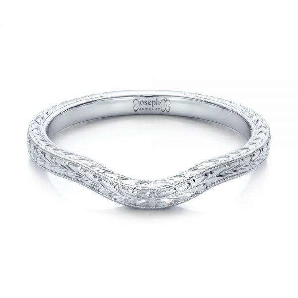  Platinum Platinum Custom Hand Engraved Wedding Band - Flat View -  102047