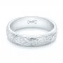 14k White Gold Custom Hand Engraved Wedding Band - Flat View -  103011 - Thumbnail