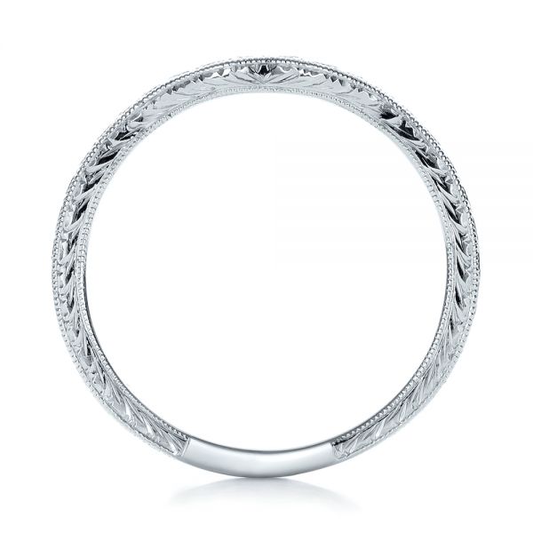  Platinum Platinum Custom Hand Engraved Wedding Band - Front View -  102047