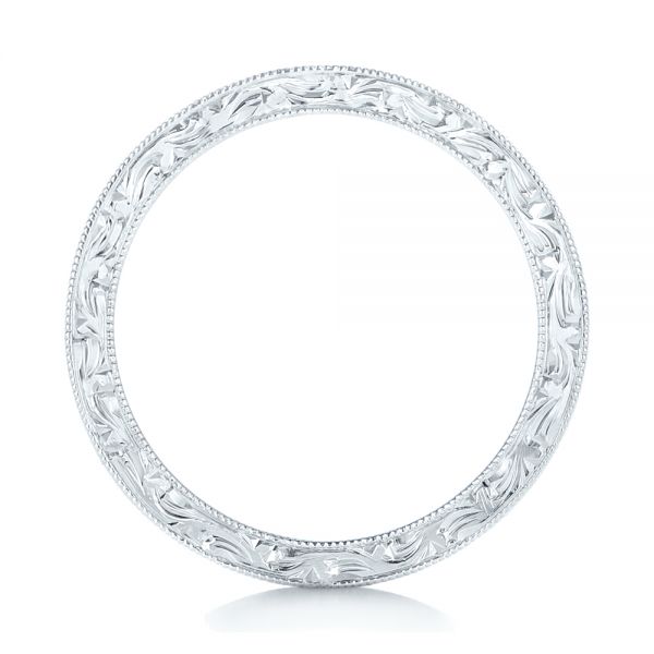  Platinum Custom Hand Engraved Wedding Band - Front View -  102850