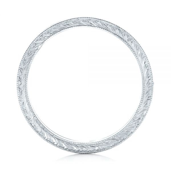 Platinum Custom Hand Engraved Wedding Band - Front View - 102928