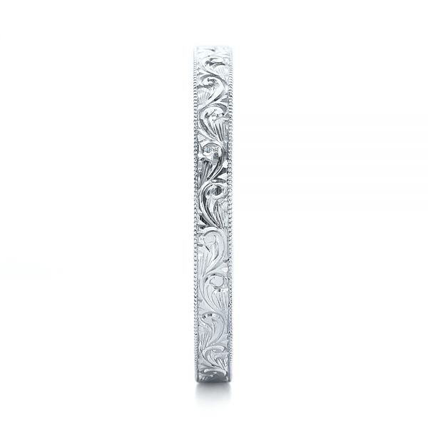  Platinum Platinum Custom Hand Engraved Wedding Band - Side View -  100814