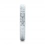 14k White Gold Custom Hand Engraved Wedding Band - Side View -  100880 - Thumbnail
