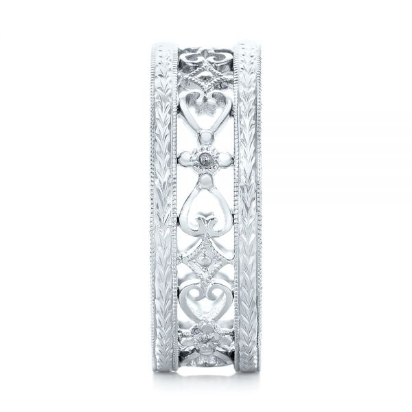 Platinum Custom Hand Engraved Wedding Band - Side View - 102928