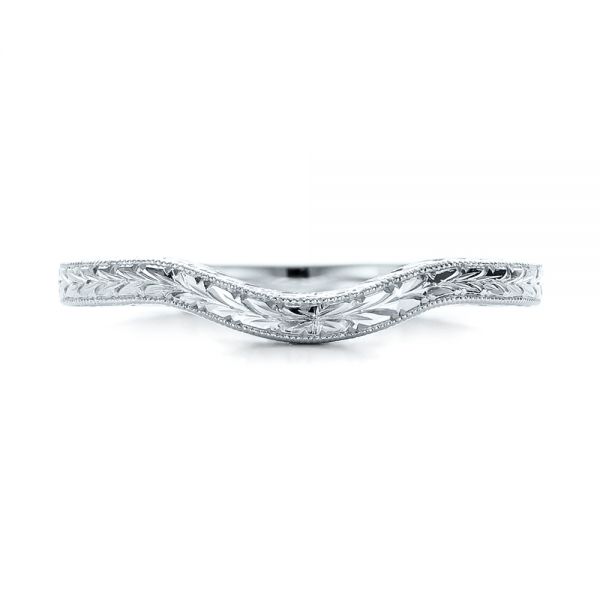 18k White Gold 18k White Gold Custom Hand Engraved Wedding Band - Top View -  102047