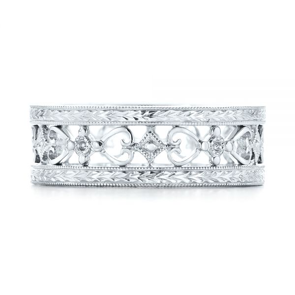  Platinum Custom Hand Engraved Wedding Band - Top View -  102928