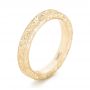 18k Yellow Gold 18k Yellow Gold Custom Hand Engraved Wedding Band - Three-Quarter View -  102850 - Thumbnail