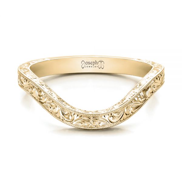14k Yellow Gold 14k Yellow Gold Custom Hand Engraved Wedding Band - Flat View - 101225