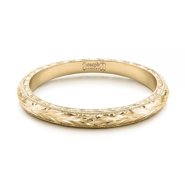 14k Yellow Gold 14k Yellow Gold Custom Hand Engraved Wedding Band - Flat View - 102041