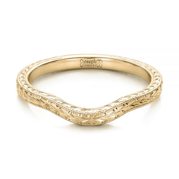 14k Yellow Gold 14k Yellow Gold Custom Hand Engraved Wedding Band - Flat View - 102047
