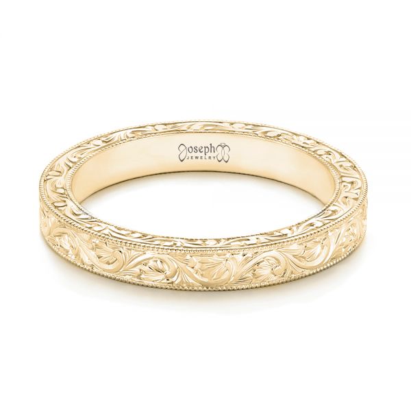 14k Yellow Gold 14k Yellow Gold Custom Hand Engraved Wedding Band - Flat View - 102850