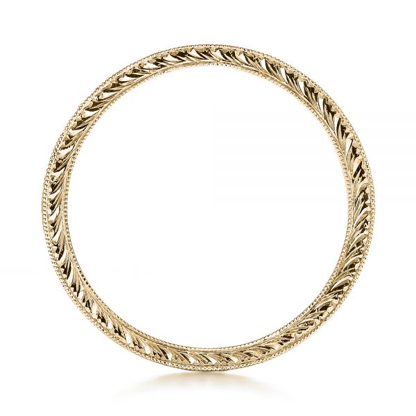 14k Yellow Gold 14k Yellow Gold Custom Hand Engraved Wedding Band - Front View - 100814