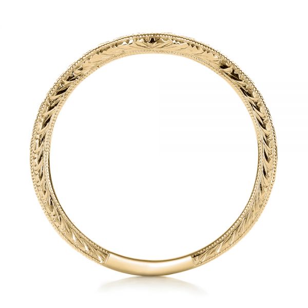 18k Yellow Gold 18k Yellow Gold Custom Hand Engraved Wedding Band - Front View -  102047