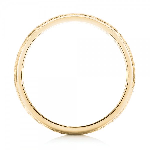 14k Yellow Gold 14k Yellow Gold Custom Hand Engraved Wedding Band - Front View - 103011