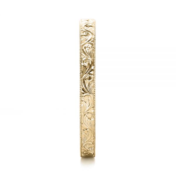 14k Yellow Gold 14k Yellow Gold Custom Hand Engraved Wedding Band - Side View - 100814