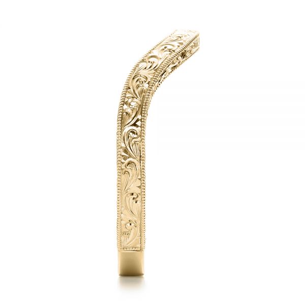 14k Yellow Gold 14k Yellow Gold Custom Hand Engraved Wedding Band - Side View - 101225