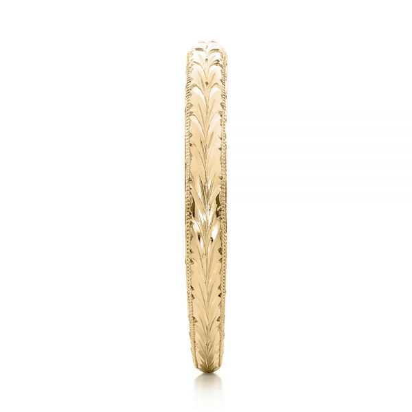 14k Yellow Gold 14k Yellow Gold Custom Hand Engraved Wedding Band - Side View - 102041