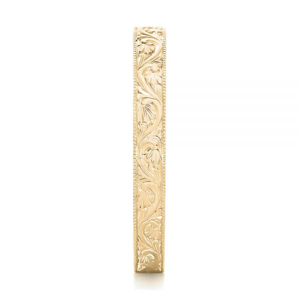 14k Yellow Gold 14k Yellow Gold Custom Hand Engraved Wedding Band - Side View - 102850