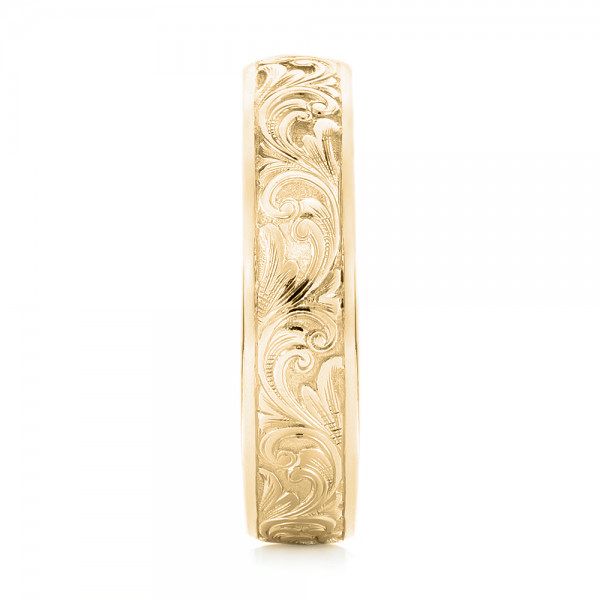 14k Yellow Gold 14k Yellow Gold Custom Hand Engraved Wedding Band - Side View - 103011
