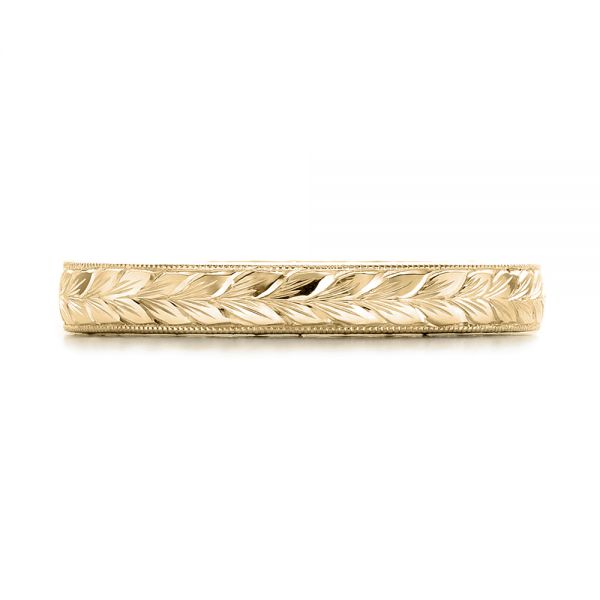 14k Yellow Gold 14k Yellow Gold Custom Hand Engraved Wedding Band - Top View - 100880
