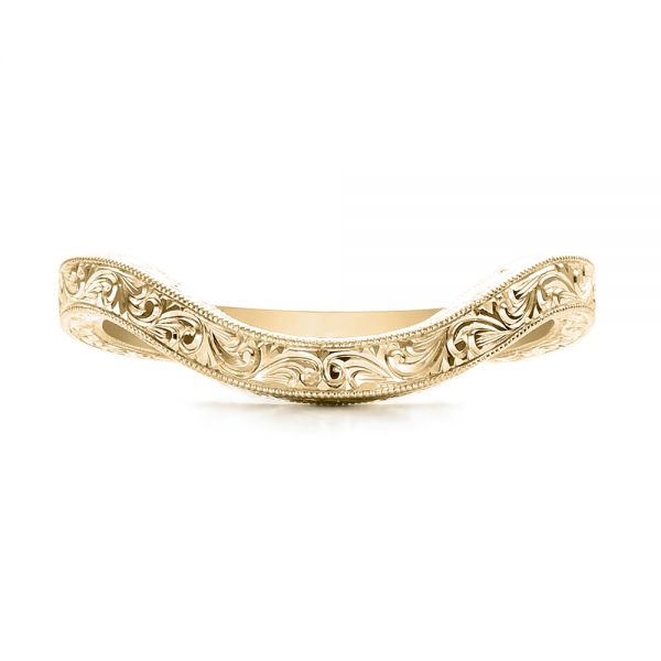 14k Yellow Gold 14k Yellow Gold Custom Hand Engraved Wedding Band - Top View - 101225