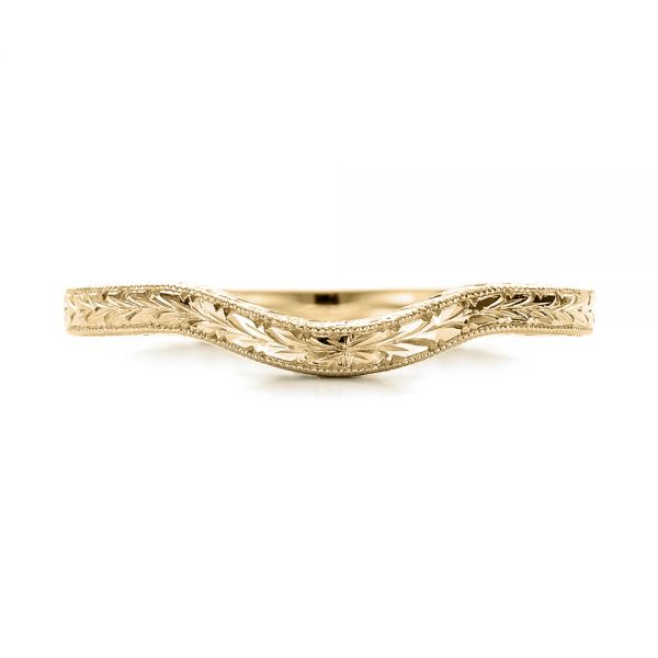 14k Yellow Gold 14k Yellow Gold Custom Hand Engraved Wedding Band - Top View - 102047