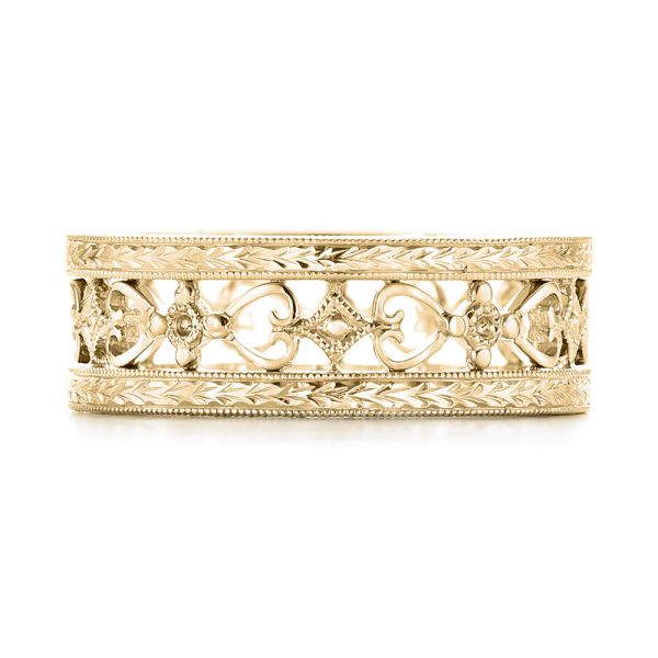 14k Yellow Gold 14k Yellow Gold Custom Hand Engraved Wedding Band - Top View -  102928
