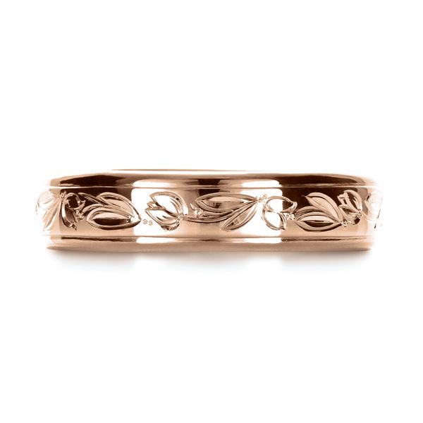 18k Rose Gold 18k Rose Gold Custom Hand Engraved Wedding Ring - Top View -  1269