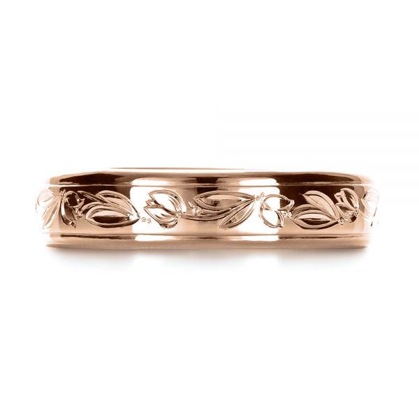14k Rose Gold 14k Rose Gold Custom Hand Engraved Wedding Ring - Top View - 1269