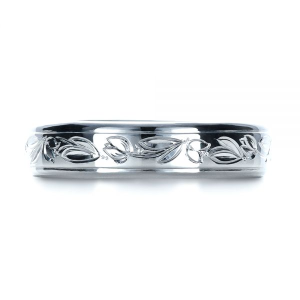  Platinum Custom Hand Engraved Wedding Ring - Top View -  1269