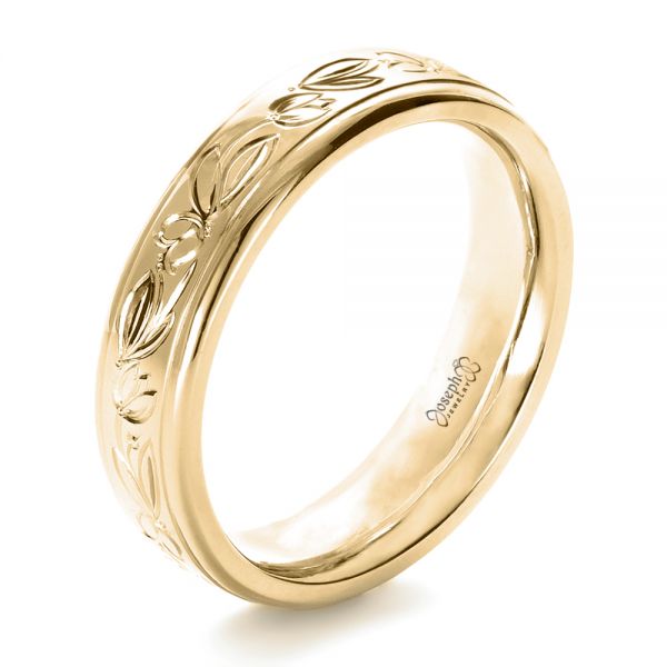 14k Yellow Gold 14k Yellow Gold Custom Hand Engraved Wedding Ring - Three-Quarter View -  1269