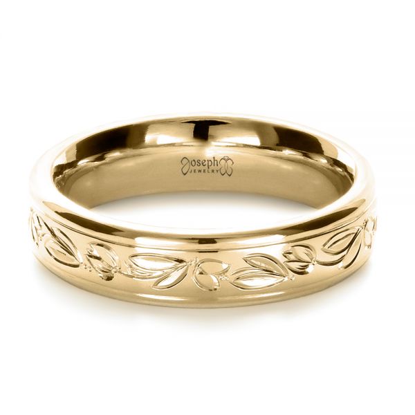 18k Yellow Gold 18k Yellow Gold Custom Hand Engraved Wedding Ring - Flat View -  1269