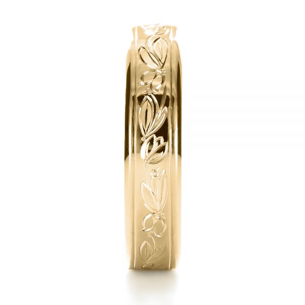 18k Yellow Gold 18k Yellow Gold Custom Hand Engraved Wedding Ring - Side View - 1269