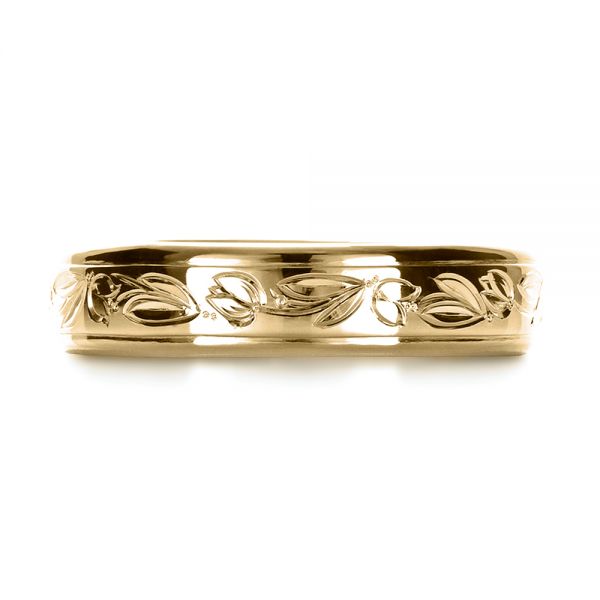 18k Yellow Gold 18k Yellow Gold Custom Hand Engraved Wedding Ring - Top View - 1269