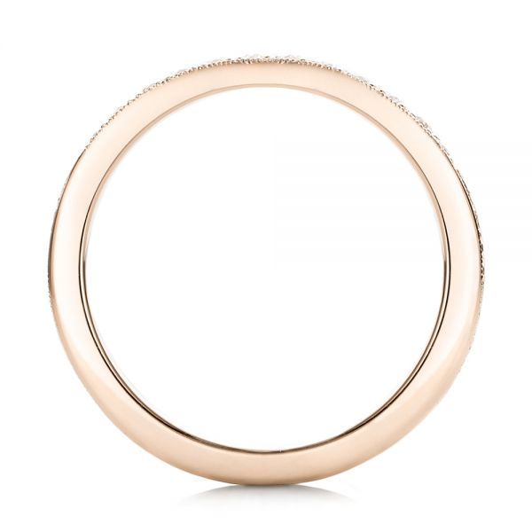 14k Rose Gold 14k Rose Gold Custom Hand Engraved Diamond Wedding Band - Front View - 101423