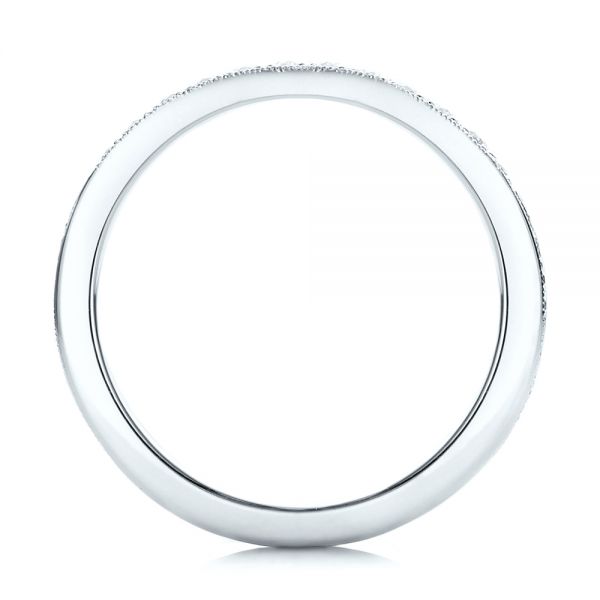 18k White Gold 18k White Gold Custom Hand Engraved Diamond Wedding Band - Front View - 101423