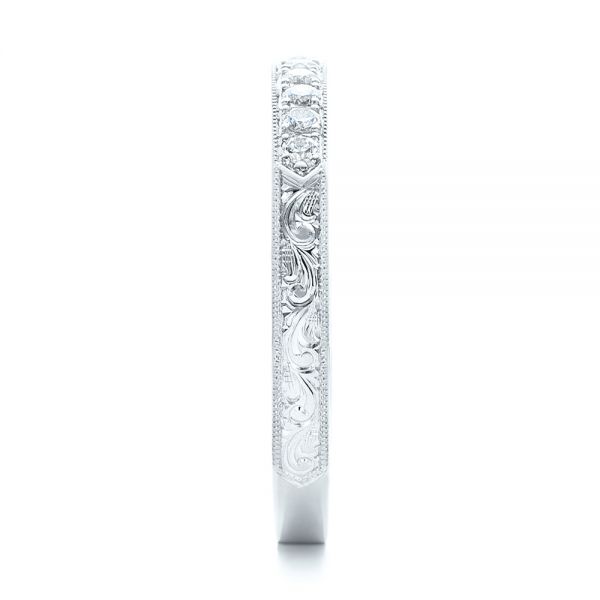  Platinum Platinum Custom Hand Engraved Diamond Wedding Band - Side View -  101423