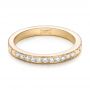 14k Yellow Gold Custom Hand Engraved Diamond Wedding Band - Flat View -  101423 - Thumbnail