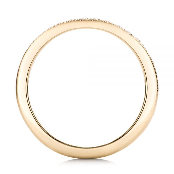 14k Yellow Gold Custom Hand Engraved Diamond Wedding Band - Front View - 101423